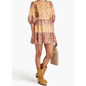 Sandro Floral Print Dress in Orange and Pink